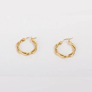 Twisted golden hoop earrings